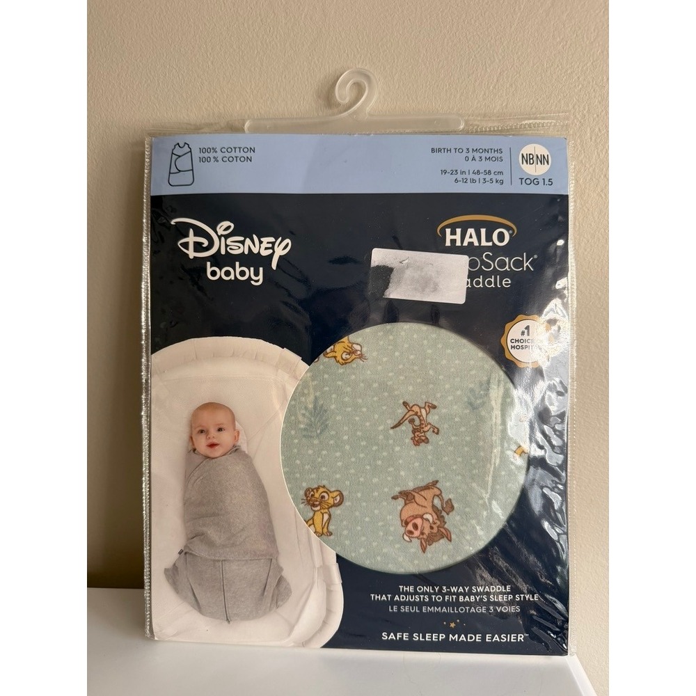HALO SleepSack Swaddle Disney Lion King Newborn Green Cotton TOG 1.5 NWT